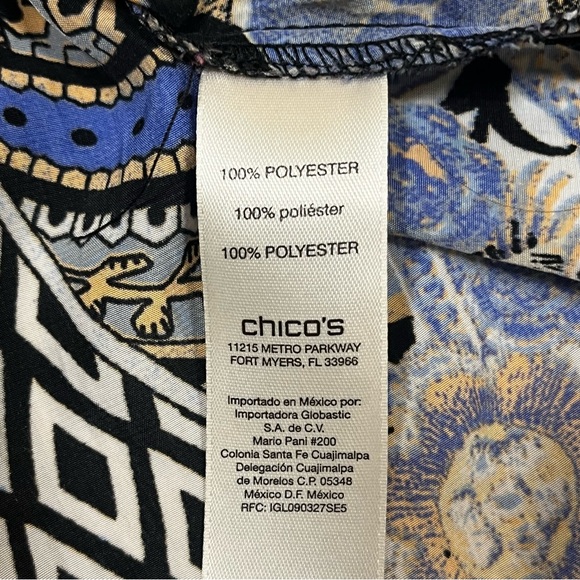 Chico's Women's Printed Crinkle Button-Down Blouse Multicolor Size L Career - Picture 8 of 8